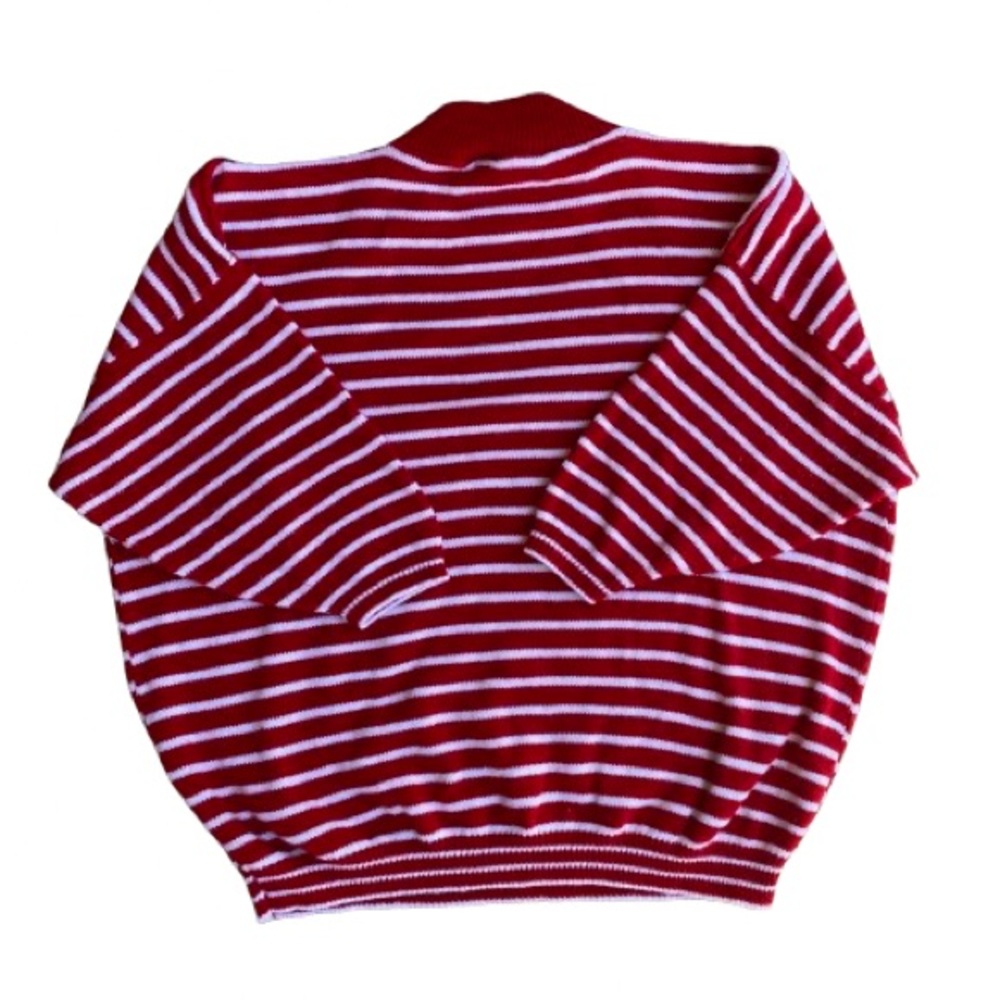 Adele Knitwear Vintage Mock Neck Pullover Sweater Red White Stripe Size 3 (S/M) - Picture 4 of 7